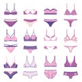 Lingerie vector icon set isolated on white.