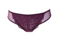 Lingerie. Burgundy panties with lace isolated on white background. Fashionable beautiful women\'s underwear