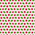 Lingonberry seamless pattern. Wild berries on a pink background. Northern blue berry and green leaves. Vector botanical