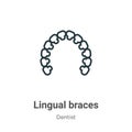 Lingual braces outline vector icon. Thin line black lingual braces icon, flat vector simple element illustration from editable