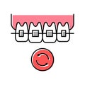 lingual tooth braces color icon vector illustration