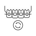 lingual tooth braces line icon vector illustration