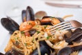 Linguine allo scoglio classic dish of italian pasta with seafood