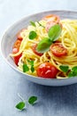 Linguine with cherry tomatoes and herbs