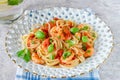 Linguine pasta with prawns