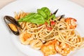 Linguine pasta with seafood