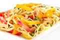Linguine pasta with vegetables angle upclose Royalty Free Stock Photo