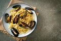 Linguine spaghetti pasta vongole white wine sauce Royalty Free Stock Photo