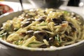 Linguini and clams with vegetables