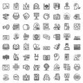 Linguist icons set, outline style Royalty Free Stock Photo