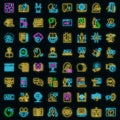 Linguist icons set vector neon Royalty Free Stock Photo