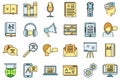 Linguist speak icons set vector color line Royalty Free Stock Photo