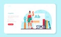 Linguistic web banner or landing page. Scientific study of language