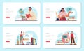 Linguistic web banner or landing page set. Scientific study of language
