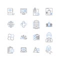 Linguistics language line icons collection. Syntax, Semantics, Phtics, Pragmatics, Grammar, Dialect, Phonology vector Royalty Free Stock Photo