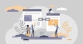 Link building as search engine optimization SEO method tiny persons concept