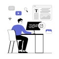 Link building concept. Man with external links create connections between websites. Search engine optimization, SEO, hyperlink.
