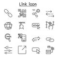 Link, Communication, network, data sharing icon set in thin line style