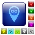 Link GPS map location color square buttons Royalty Free Stock Photo