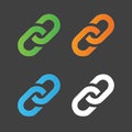 Link icon colorful set. Hyperlink chain symbol. Simple icon. Vector illustration isolated on grey background. Royalty Free Stock Photo