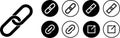 Link Icon set, Black Share Button icon, URL symbol, Isolate Modern Minimal Outline icon for Social media, web graphic
