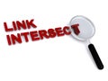 link intersect under magnifier glass on white Royalty Free Stock Photo