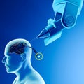 Link, neuralink, new artificial intelligence technology that allows you to connect to the human brain. Royalty Free Stock Photo