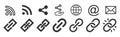 Link, share link, external link, wi-fi sings, share a link, black icon set