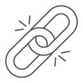 Link thin line icon, hyperlink and attach, chain sign, vector graphics, a linear pattern on a white background.