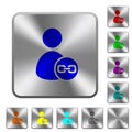 Link user account rounded square steel buttons