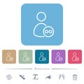 Link user outline flat icons on color rounded square backgrounds