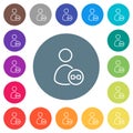 Link user outline flat white icons on round color backgrounds