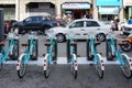 Linkbike, automatic rentable bike stand on the road in old town