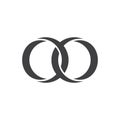 Linked circle 3d ring flat symbol logo vector
