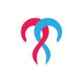 Linked curves ribbon symbol logo vector Royalty Free Stock Photo