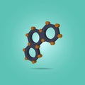 Linked gears isometric icon. Simple color vector of science icons for ui and ux, website or mobile application