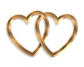 Linked Gold Hearts 3D graphic Royalty Free Stock Photo
