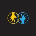 Linked grunge violence scary hand symbol decoration vector