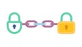 Linked Padlocks: Digital Security & Connected Protection, vector design Generative AI Royalty Free Stock Photo
