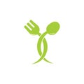 Linked spoon fork simple food symbol logo vector