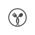 Linked spoon fork simple food symbol logo vector