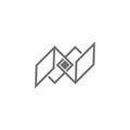 Linked square open paper linear logo vector