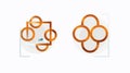 Linked Square and Round Symbol Design Vector Cartoon
