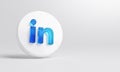 LinkedIn Acrylic Glass Icon Account Promotion Template White Background 3D Rendering