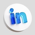 LinkedIn Acrylic Glass Icon Isolated Logo 3D Render