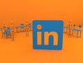 Linkedin banner orange blue 3d render for presentation or social media