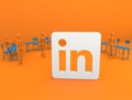 Linkedin bright banner orange white 3d render for social media