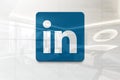 Linkedin icon 2 on iphone realistic texture Royalty Free Stock Photo