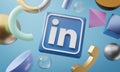 LinkedIn Logo Around 3D Rendering Abstract Shape Background