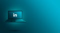 Linkedin logo on laptop screen 3d rendering